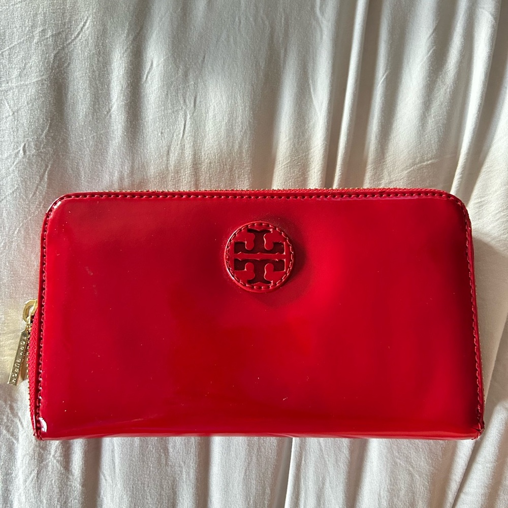 Tory Burch Cherry Red Patent Leather Wallet